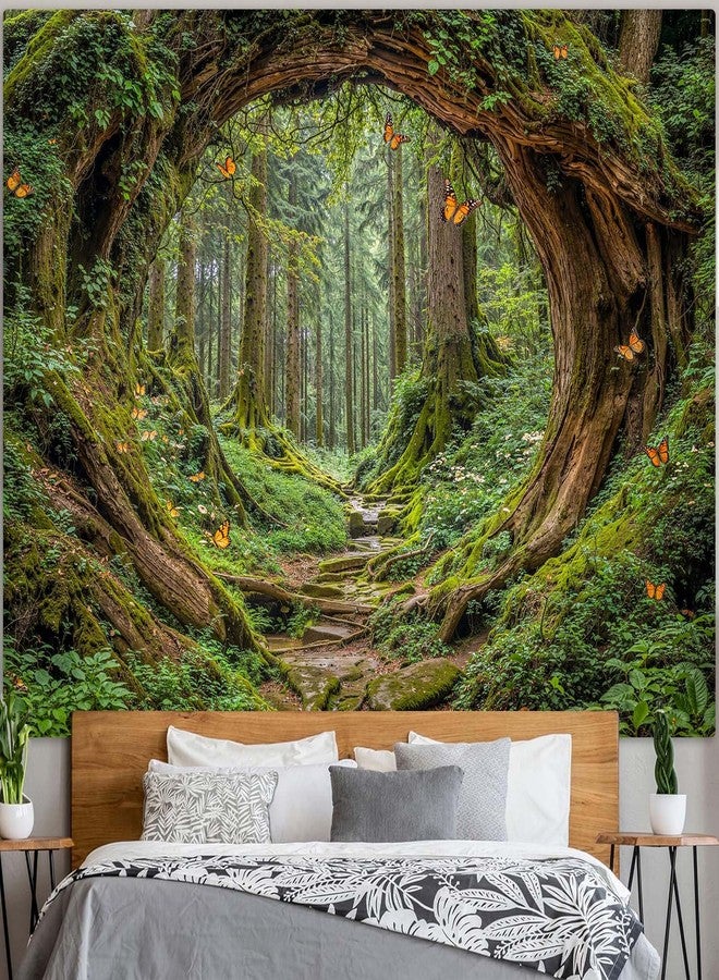 Accnicc Forest Tapestry Green Nature Tree Wall Tapestry for Bedroom Aesthetic Jungle Outdoor Landscape Large Tapestries Wall Hanging for Dorm Living Room Decor 80 x 60 Inch - Image 4